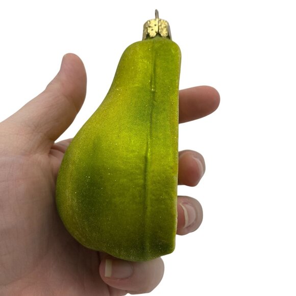 Vtg Christborn Realistic Sugar Frosted Pear Half Ornament Made In Germany 4” - Picture 4 of 7
